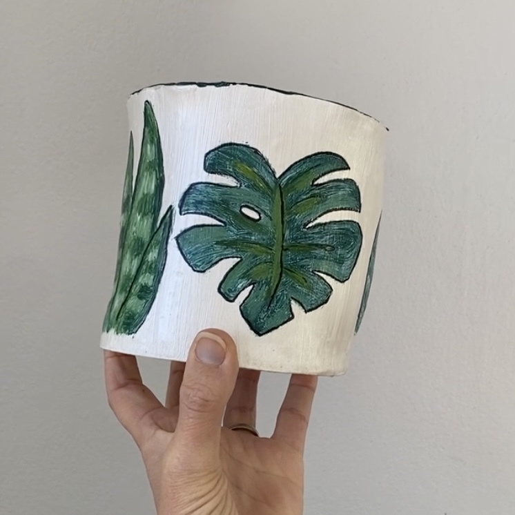 Homemade clay plant plant